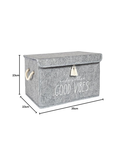 Pazar Kapısı Keçe Çok Amaçlı Kapaklı Düzenleyici Kutu 35 X 24 X 24 Cm Mini, Gri