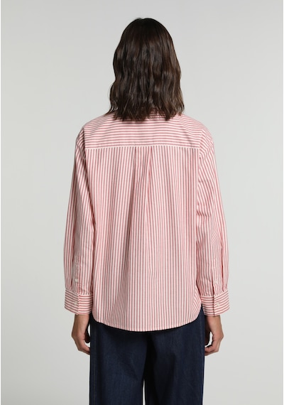 Colin's Colins Boyfriend Fit Shirt Neck Çizgili Kadın Kirmizi Uzun Kol Gömlek Cl1081918 Q1.v1 Red Kırmızı