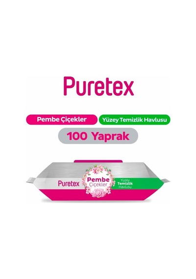 Puretex Yüzey Temizlik Havlusu Pembe Çiçekler 100 Yaprak