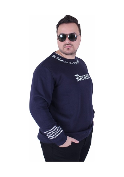 Moc Grande Mocgrande Büyük Beden Bisiklet Yaka 3ip Sweat Dream 25715 Lacıvert Lacivert