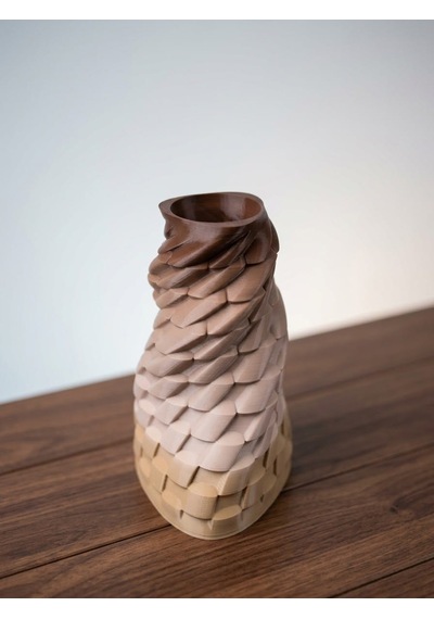 3d Tiramisu Burgu Tasarım Vazo Kahverengi - Krem
