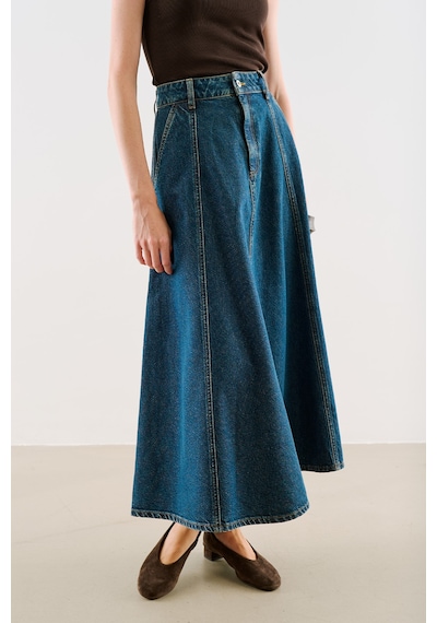 Manuka Uzun Dikişli Denim Etek Mavi Aw26etk00005-03027