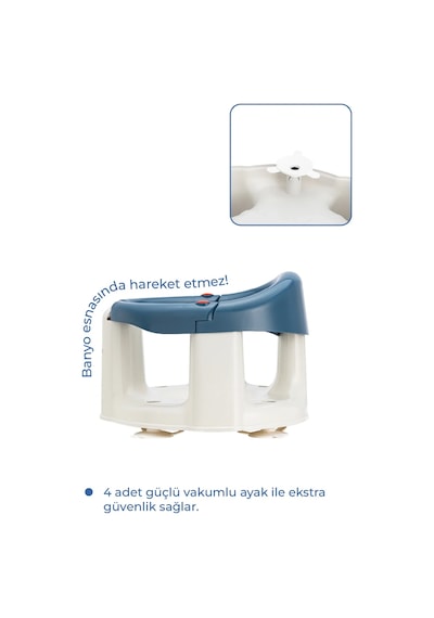 Babyjem Önden Açılır Banyo & Mama Oturağı İndigo Mavi