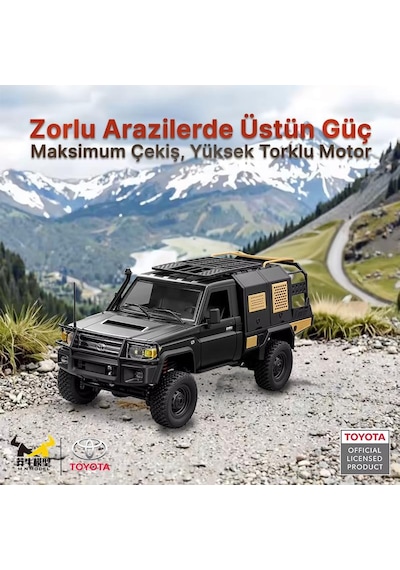 Mn Model Mn82s 1/12 Supertourer Toyota Land Cruiser Lc79 4wd Rc Model Uzaktan Kumandalı Araba Crawler Offroad Truck Rtr Lisanslı Siyah+dahili Işık Seti