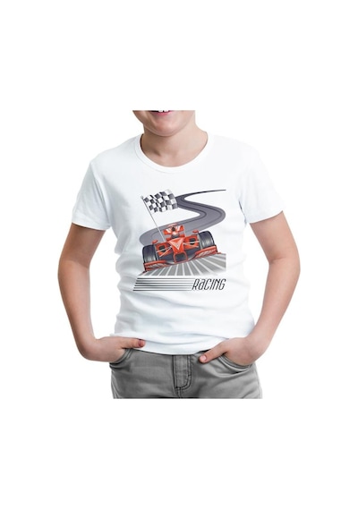 Lord Tshirt Araba - Yarış Beyaz Çocuk Tshirt