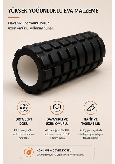Foam Roller Yüksek Yoğunluklu Orta Sert Masaj Rulosu Eva Kas Gevşetici Yoga Pilates Fitness Çok Renkli