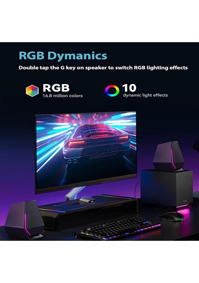G1500 Max 2.1 Bilgisayar Hoparlör Sistemi, Subwoofer Line Out İle 60w Hecate Oyun Hoparlörleri, Rgb Işık, Bluetooth