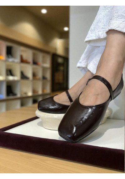 Aska Shoes Shoes Günlük Tokalı Babet 2025aska004 Rugan Kahverengi