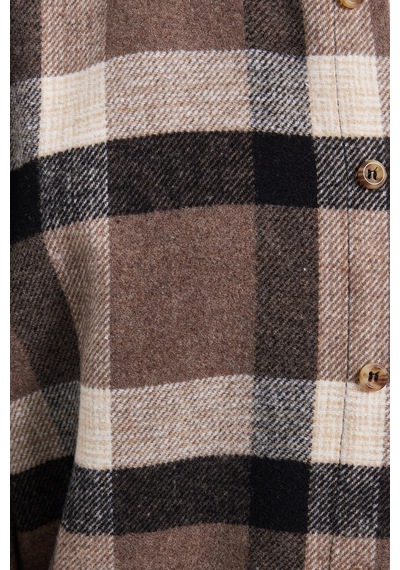 Tudors Erkek Slim Fit Dar Kesim Kareli Kışlık Oduncu Gömlek-42350 Kahverengi