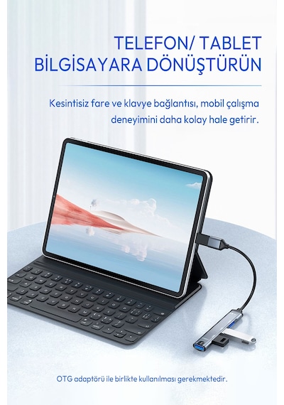4 Port Usb Çoklayıcı Hub, Usb 2.0 Ve Usb 3.0 Destekli Otg Adaptör, Telefon Tablet Laptop Pc Uyumlu, Klavye Mouse Usb Bellek Hard Disk İçin 480mbps Tak Çalıştır N802