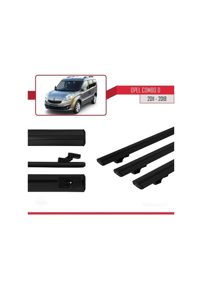 Opel Combo D 2012-2018 Arası İle Uyumlu Basic Model Ara Atkı Tavan Barı Siyah 3 Adet