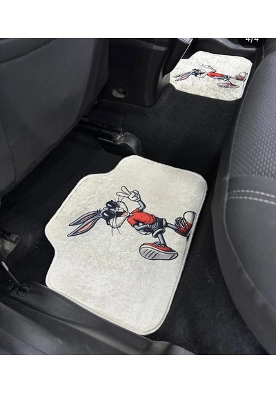 Bugs Bunny Desenli Kaymaz Taban Dekoratif Oto Halı Paspas Üniversal Yıkanabilir Her Araca Uyumlu Ka