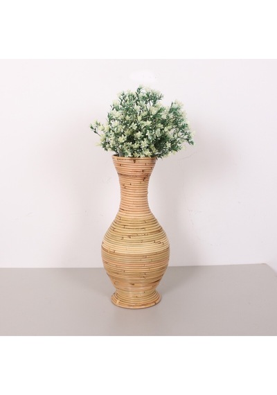 Bingül Doğal Rattan Dekoratif Vazo 24x50 Cm Bej