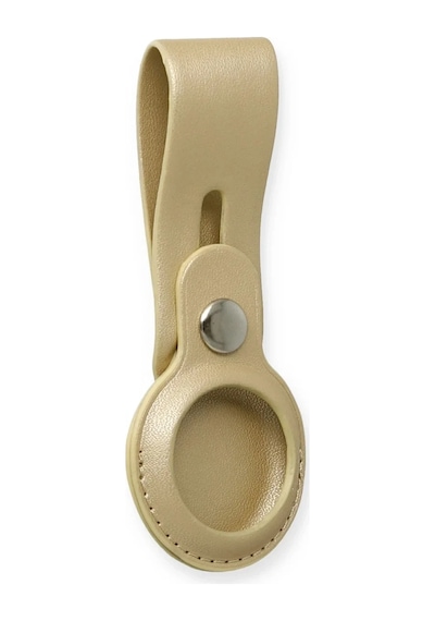 Newface Airtag Askılı Deri Kılıf - Gold