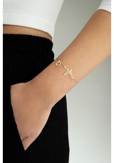 So Chic Kalp Atışı 18 Ayar Sarı Altın Kaplama 18 Cm Gümüş Minimal Bileklik