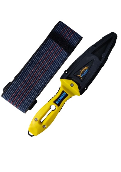 Pelajik Ranger Pro Kol Bandı Dalış Bıçağı Şiş Kakıçlı Paslanmaz Çelik Zıpkıncı Bıçağı Sarı