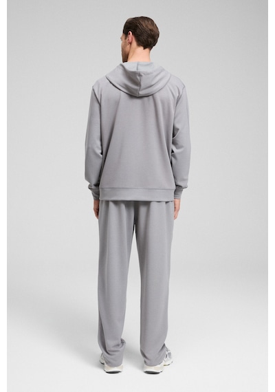Grimelange Gage Erkek Kapüşonlu Metal Kuş Gözü Detaylı Fermuarlı Kordonlu Cepli Gri Sweatshirt Gri