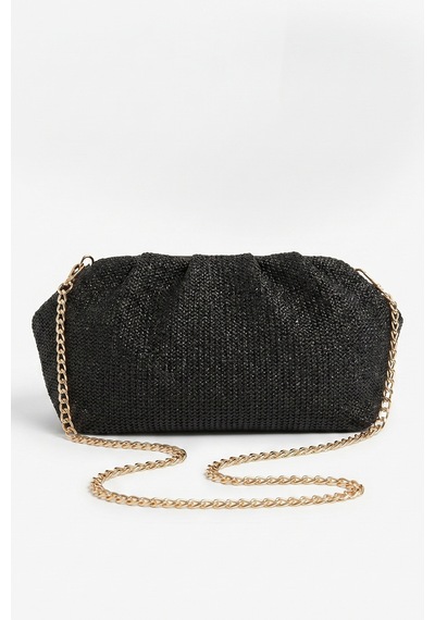 Luvishoes Vıel Siyah Hasır Dokulu Kadın Clutch Çanta