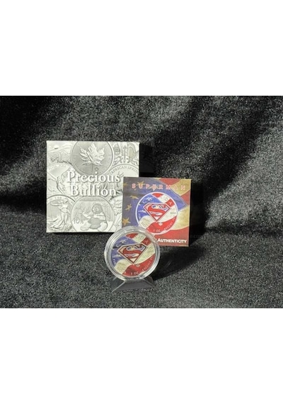 Superman Usa Bayrağı 2016 Kanada 1 Oz Saf Gümüş Hatıra Parası Renkli Ve Antik Yüzey