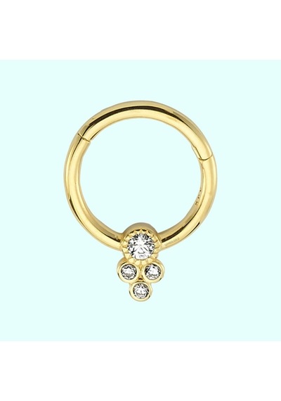 Altın Halka Piercing Dört Taş Tohum 14 Ayar (531321880) Altın