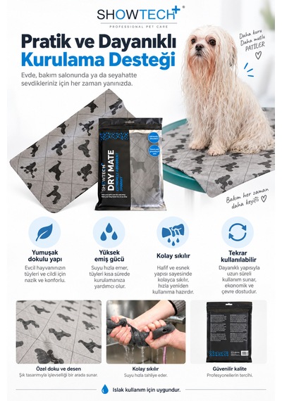 Showtech Dry Mate Köpek Tüyü Kurulama Yüksek Emici Havlu