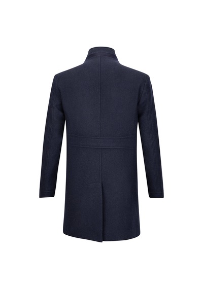 Hatemoğlu Lacivert Slim Fit Ceket Yaka Yünlü Kaşe Palto 2958676 Lacivert
