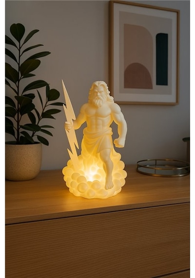 Zeus Masa Lambası Mitolojik Dekoratif Gece Lambası - Ev Ve Ofis İçin Gold