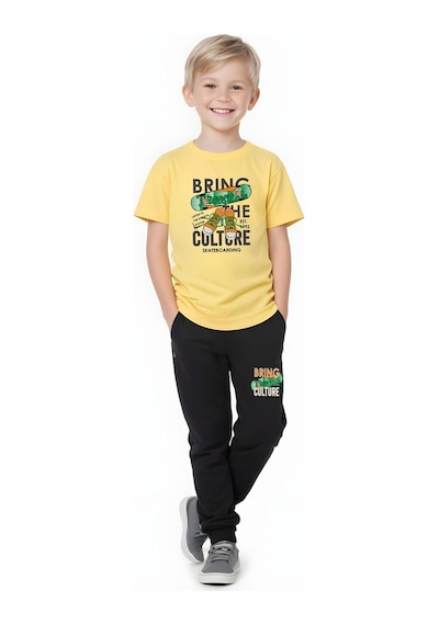 Fyk Kids Erkek Çocuk Mevsimlik Bring Baskılı Alt-üst Takım Sarı