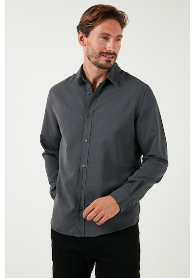 Buratti Streç Pamuklu Regular Fit Erkek Gömlek Cf25W128861 Antrasit