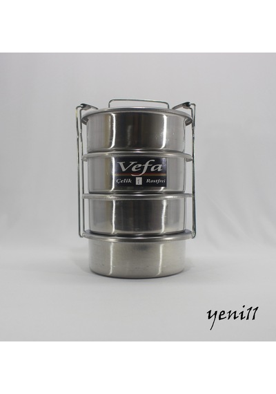 Vefa 4 Katlı Çelik Sefertası Yemek Taşıma Saklama Kabı Çok Renkli