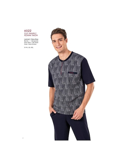 Pierre Cardin Erkek Kısa Kol 3'lü Pijama Takımı 6022 001