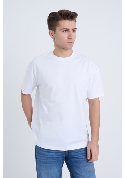 Velvoria Unisex Oversize Basic 3'lü Beyaz Renk T-shirt Çok Renkli17