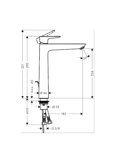 Talis E Tek Kollu Lavabo Bataryası 240 Kumandasız - 71716000 Krom