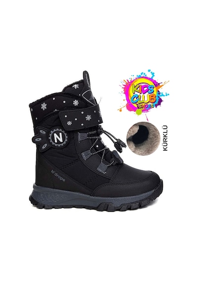 Kids Club Shoes Ndrops-014 İçi Yünlü Unisex Kar Botu Çocuk Bot Siyah