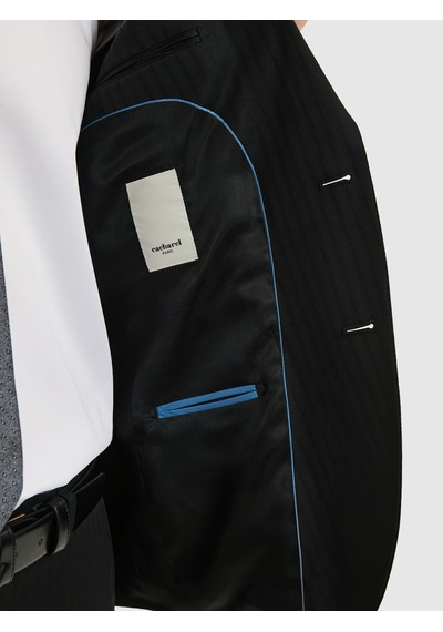Cacharel Siyah Slim Fit Yün Karışımlı Çizgili Takım Elbise Cacharel Siyah Slim Fit Yün Karışımlı Çizgili Takım Elbise