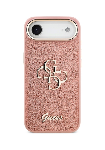 Apple Uyumlu iPhone 17 Air Kılıf Guess Lisanslı 4g Büyük Metal Kamera Çerçeveli Ve Logolu Glitter Kapak Pembe