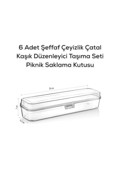 6 Adet Şeffaf Çeyizlik Çatal Kaşık Düzenleyici Taşıma Seti Piknik Saklama Kutusu Mıt1239 Diğer