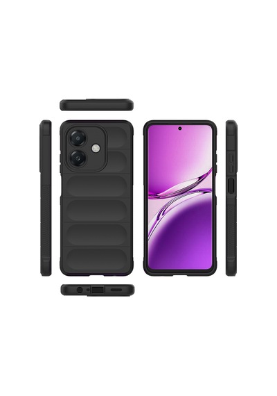 Oppo A3 Kılıf Kamera Korumalı Esnek Silikon Parmak Şeritli Pazarplus Koyu Yeşil
