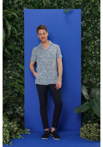Efor G 1535 Slim Fit Mavi Klasik Gömlek Mavi
