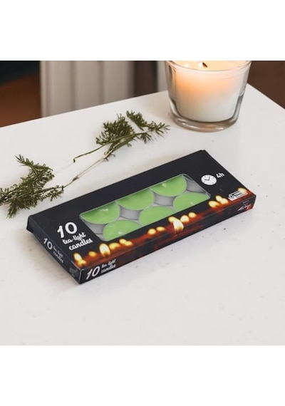 Tealight Mum 10x10 Gr Dekoratif Mumu Kandil Hediyelik Fitilli Mumluk Şamdan Yeşil Renk Kokusuz Çok Renkli