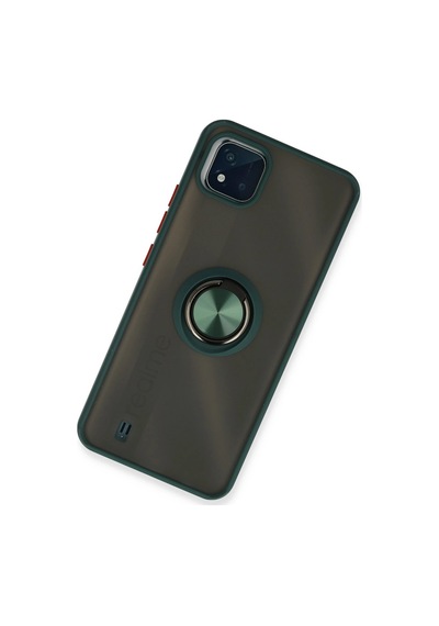 Uryport Realme C11 2021 Kılıf Montreal Yüzüklü Silikon Kapak - Yeşil