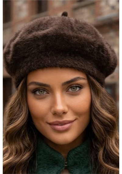 Tezzgelsin Kadın Peluş Kışlık Fransız Ressam Bere Kahverengi