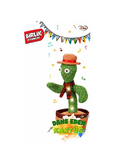 Dans Eden Kaktüs Ses Taklitli Işıklı Müzikli Peluş Oyuncak +3 Yaş