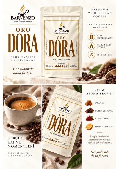 Barvenzo Oro Dora 250 G İpeksi Lezzet Nitelikli Kahve Espresso