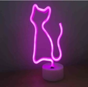 Neon Işıklı Kedi Lamba Pil Ve Usb Pembe Işık Mz6200-260 Tg 5klfk5h Çok Renkli
