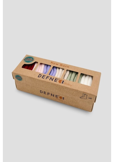 Defne Baby 5+1 Çift Kutulu Kız Newborn Yeni Doğan Ve Bebek Çorabı 0-6 Ay Çok Renkli