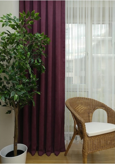 Evdepo Home Deniz Soft Pileli Fon Perde Mürdüm