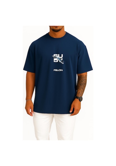 Bahriyeli Collection Oversize Sukhoi-su57 Savaş Uçağı Göğüs Tasarımlı Unisex T-shirt Lacivert
