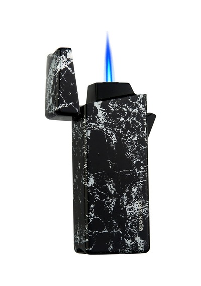 Quantoro Tek Torch Pürmüz Siyah Desenli Metal Puro Çakmağı - Trz1061
