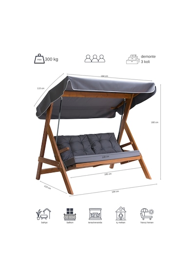 Aida Swings Paris 2000 3 Kişilik Ahşap Bahçe Salıncağı Balkon Teras Salıncağı Şık Tasarımlı Salıncak Krem Aida Swings Paris 2000 3 Kişilik Ahşap Bahçe Salıncağı Balkon Teras Salıncağı Şık Tasarımlı Salıncak Krem